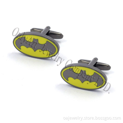Black Coating with Enamel Bat Cuff Links (OACL0653)